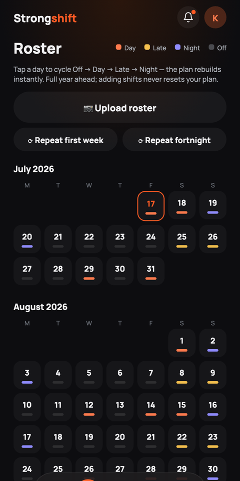 Roster tab